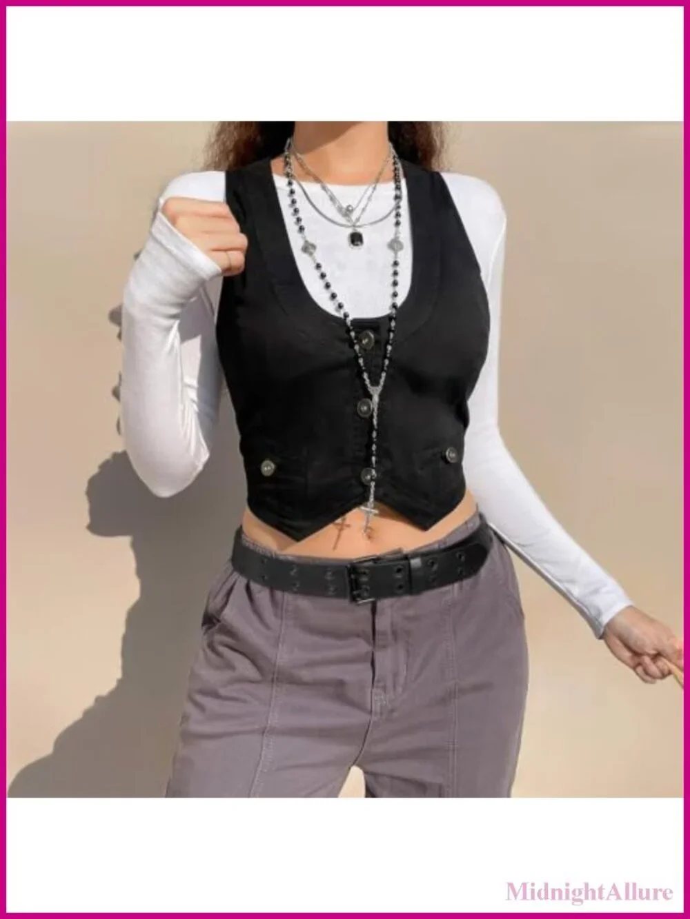 Studded Double Grommet Faux Leather Belt Punk Y2K Adjustable Women's 1.5in